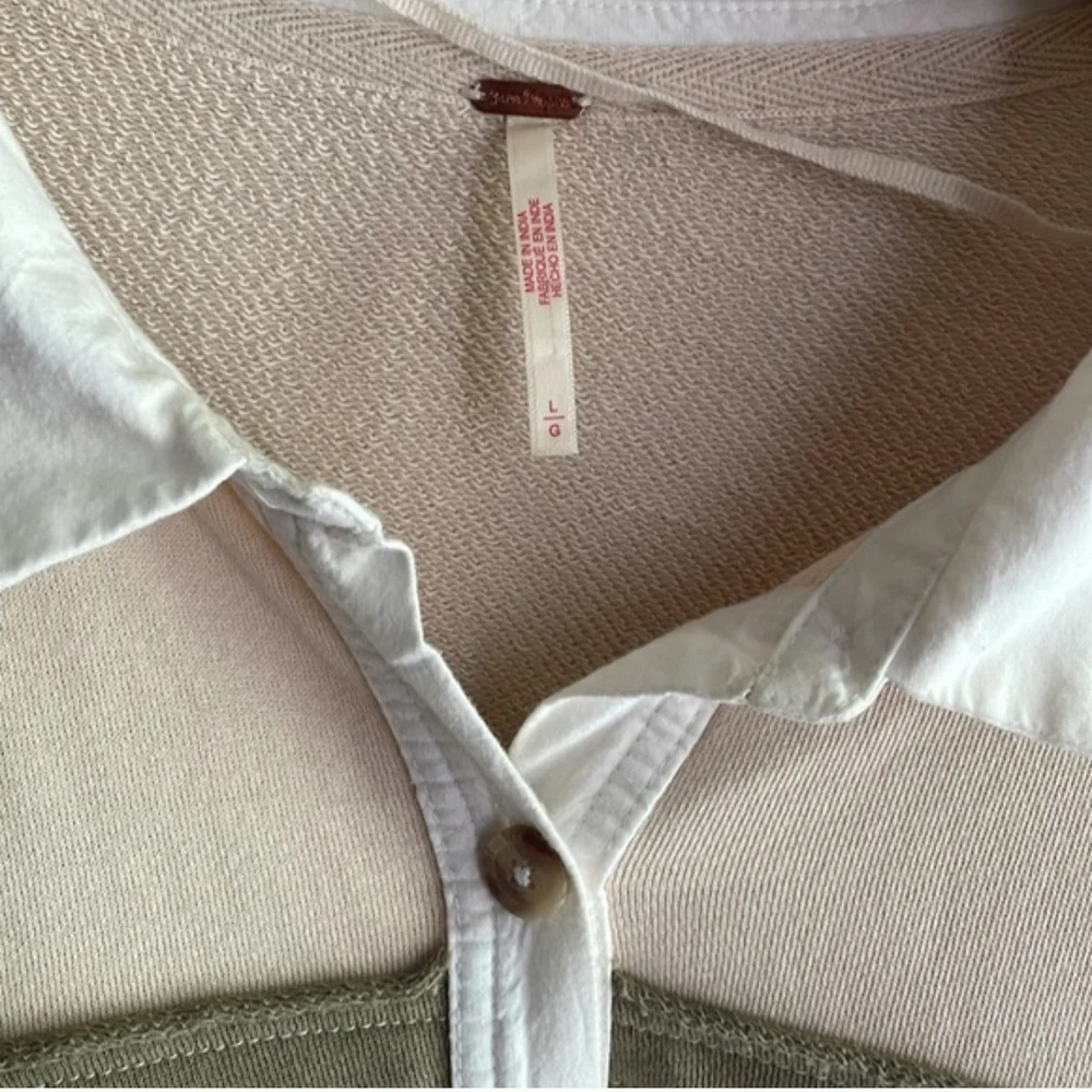 Free People Blair Oversized Sweatshirt Dress Oatmeal Combo Boho Large Lounge - Picture 6 of 15